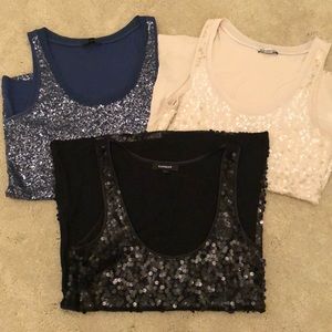Express tanks with sequin detail! Sold as a set!